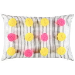Coussin Décoratif à Pompoms Colorés Fluo PREMAMAN : Comparateur, Avis, Prix