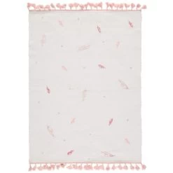 Tapis De Chambre Tissé Imprimé Plumes Roses PREMAMAN : Comparateur, Avis, Prix