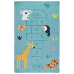 Tapis De Chambre Tufté Imprimé Marelle Et Animaux PREMAMAN : Comparateur, Avis, Prix